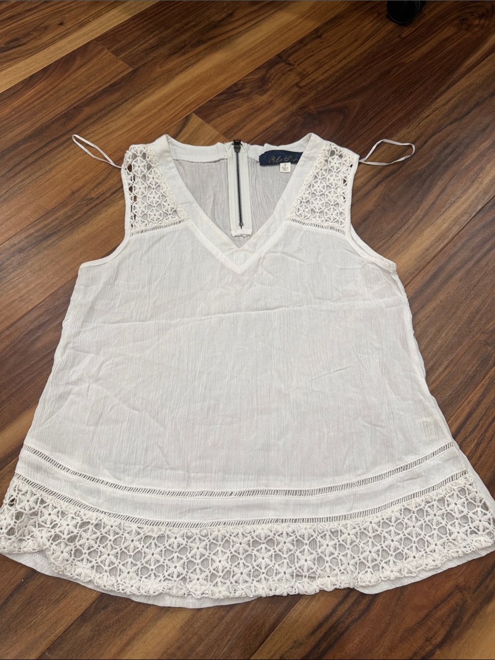 Blue Rain White Crochet-Trim V-Neck Camisole